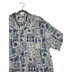 Vintage Ho Aloha Shirt Men's 2XL Short Sleeve Hawaiian Print Wood Buttons
